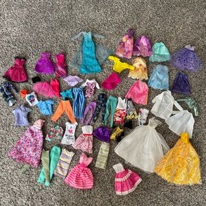 Huge Barbie Doll Clothes Lot bundle Dresses Pants Tops Disney Princess 40+ pcs